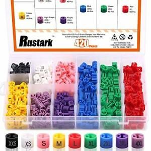 Rustark 420 Pcs 9 Sizes Hanger Size Markers Color-Coding Garment Size Markers...