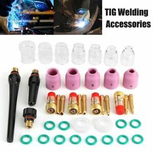 41Pcs TIG Welding Torch Nozzle Stubby Gas Lens Glass Cup Kit for WP17/18/26+Box