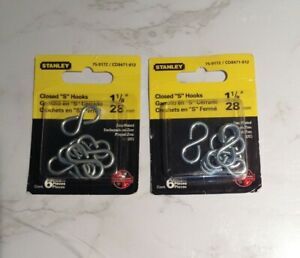 (12) Stanley 75-9172 Zinc Plated 1-1/8&#034; Closed S Hooks