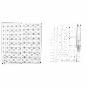Wall Control 30-P-3232W White Metal Pegboard Pack &amp; National Hardware S819-84...