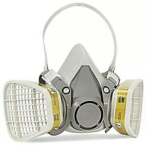 3M 6300 Half Face Respirator W/ 3M 6006 Multi Gas/Vapor Cartridge, Size: LARGE