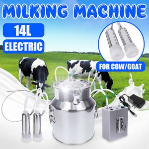 14L Portable Electric Milking Machine Vacuum Pump Milker For Sheep Goat Farm Cow