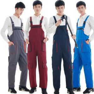 1PC Bib Work Pants Long Casual Overalls Rompers Jumpsuits Solid with Pockets