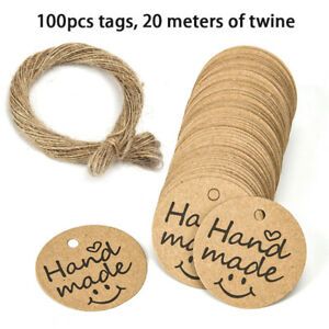 100PCS Natural Kraft Paper With Twine Gift Tags For Price Garment Tags DIY T AA