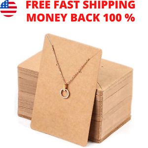 150 Pcs Blank Jewelry Display Cards Kraft Paper Necklace Earring Card, 3.5 x 2.4
