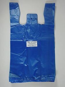 Blue Plastic T-Shirt Bags w/ Handles 1000 Qty. 11.5&#034; x 6&#034;x 21&#034; Retail Shopping