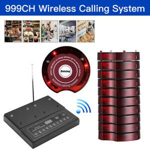 999CH Calling Wireless Paging Queue System 1 Transmitter 10 Pagers For Fast Food