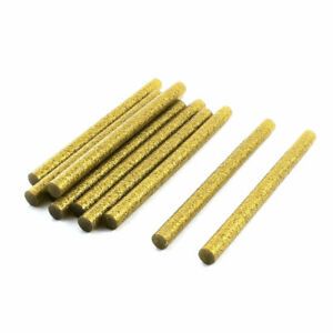 10 Pcs 100mm x 7.3mm Gold Tone Giltter Electric Hot Melt Glue Adhesive Sticks