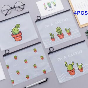 4x Stationery Zip File Bags Storage Document Folder Protective Wallet Pocket WM