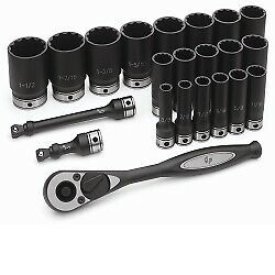 Grey Pneumatic GRE82222D .5 Inch Dr. 22Pc Fractional Deep Duo-Socket Set- 12