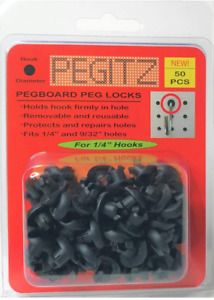 Pegitz Pegboard Peg Locks 50PCS 1/4 inch, Black