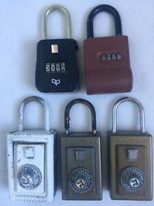 Lot of 5 Mixed Real Estate Combination Lock Boxes Avanti Guardian Roper &amp; Others