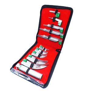 SET OF 11 PCS FIBER OPTIC MAC &amp; MILLER LARYNGOSCOPE BLADE &amp; HANDLE INTUBATON