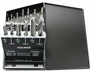 Accusize Industrial Tools 18 Pc Hss Tap and Drill Set, Metric, 0001-0052