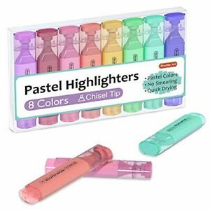 Pastel Highlighters, Shuttle Art 8 Assorted Macaron Colors Highlighter Pens, Chi
