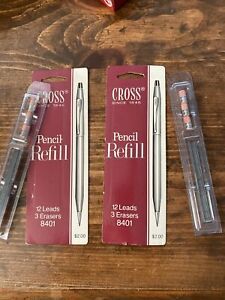 2 Carded Vintage 8401 .9mm 12 Leads +3 Erasers CROSS Mechanical Pencil Refill