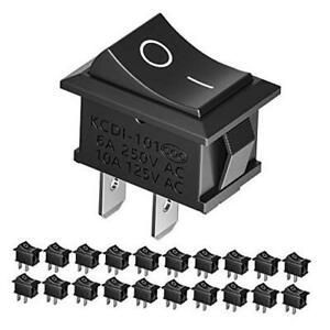 20pcs On/Off Rocker Switch, Mini Boat Switch 10A/125V, 6A/250V SPST Press