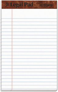 TOPS The Legal Pad Writing Pads, 5 x 8, Jr. Legal Rule, 50 Sheets, 12 Pack (7500
