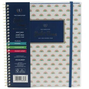 Simplified Emily Ley 2021 2022 Weekly Monthly Student Planner Spiral Rainbow 8x9