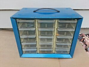 VINTAGE METAL 15 DRAWER NUT/BOLT SMALL PARTS STORAGE CABINET BIN ORGANIZER