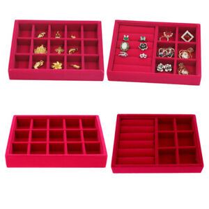 2x Stackable Jewelry Display Tray Organizer Showcase Ring Earrings Tray