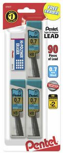 NEW Pentel 90-Pieces Super Hi-Polymer .7mm Pencil Lead Refills plus ZEH05 Eraser