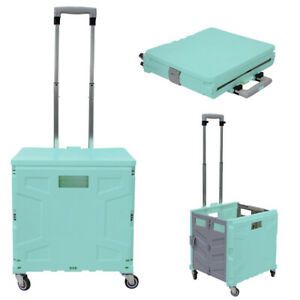 Foldable Utility Cart 4 Wheeled Shopping Cart Handcart Move Luggage Box Trolley