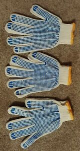 6 Pair Work Gloves Cotton Polyester Knit w/rubberized Grip