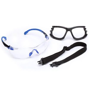 3M Solus Safety Glasses S1101SGAF-KT, Black/Blue, Clear Scotchgard Anti-fog lens