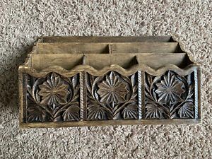 Lerner Desk Organizer Faux Wood Mail Letter Holder Sorter Farmhouse Look Vintage