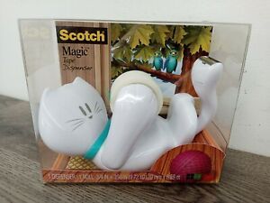 New Scotch Magic Tape White KITTY CAT Tape Dispenser 3M Office School Desk NIB