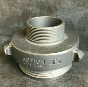 Aluminum Fire Hose Adapter, 3&#034; M.NST(NH) x 2&#034; M.NPT Rocker Lug