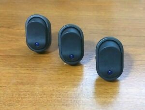 3 BBT Heavy Duty Lighted Blue LED 12 volt DC 30 Amp Rocker Switches