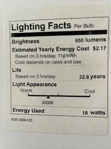 Lighting Science, LED bulb, Part number R3810008-001, DFN 38 WW NFL 120