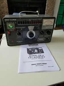 Vintage Sprague Tel-Ohmike TO-6 Capacitor Bridge/Leakage Tester. Tested.