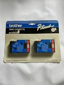 Brother TC-21 Laminated Labels 2 Pk Tape Cassette 1/2&#034; Red on White Tape P-touch