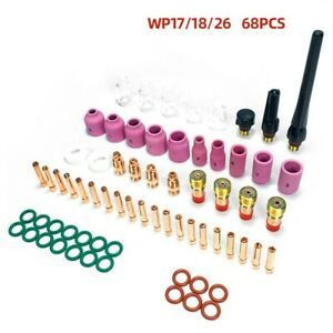 68PCS TIG Welding Torch Stubby Gas Lens Pyrex Glass Cup Kit Set For Wp-17 18 26