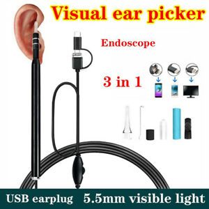 3 in1 5.5MM Ear Cleaning Endoscopes USB Visual Earpick HD Camera Spoon PET