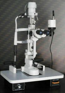 Slit Lamp 3 Step With Motorized Table And CCD Camera Equipment White Color