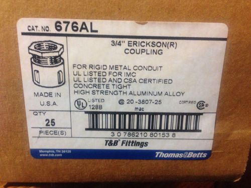 BOX OF 25 THOMAS &amp; BETTS  676AL  3/4&#034; ALUM ERICKSON COUPLING (BRAND NEW) CHEAP