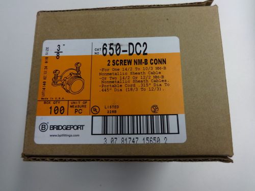 Bridgeport romex 3/8&#034; squeeze connectors 650 dc2 (box of 100 ) for sale