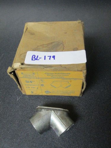 New box of 5 Electroline 3/4&#034; LG 141-2 Corner Pull Elbows