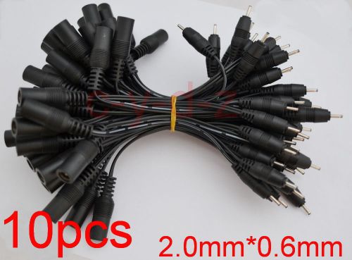 10pcs dc power jack 5.5 x2.1mm female to 2.0 x 0.6mm male plug cable adapter new for sale