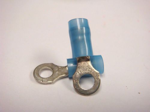 (50) rb14-8 insulated nylon crimp terminal ring #8 m4 stud blue 18-14 awg for sale