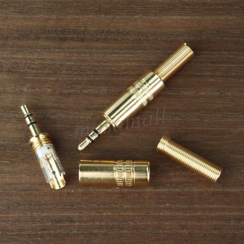 New Gold 3.5mm 3 Pole Male Repair headphone Jack Plug Metal Audio Solder Spring