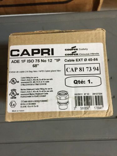 Cooper / Capri ADE 4F, 1/2&#034; NPT Nickel Plated Brass Cable Gland - NEW
