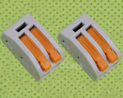 2pcs spring lever push fit reuseable cable 2 wire 
