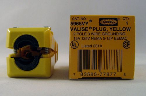 New in box hubbell hbl5965vy valise yellow plug 125v 15 amp - electrical 3 wires for sale