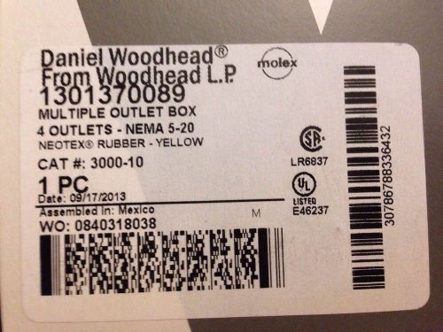 DANIEL WOODHEAD, 3000-10, MULTIPLE OUTLET BOX, NEMA 5-20, 4 OUTLETS,W/ Kellem
