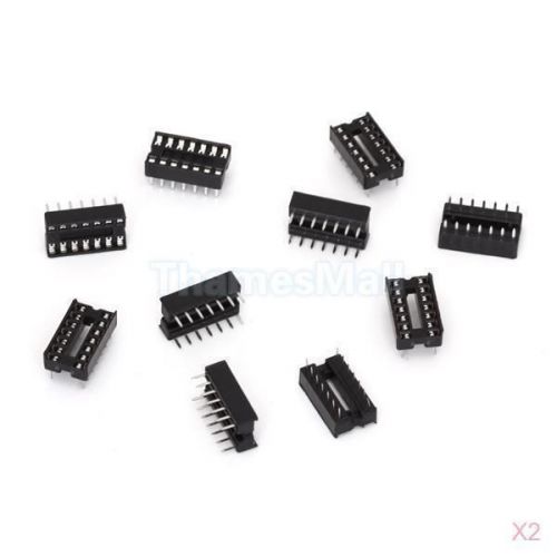2x Set of 10pcs 14Pin 14 Pin DIP IC Socket Adapter 2.54 mm Pitch High Quality